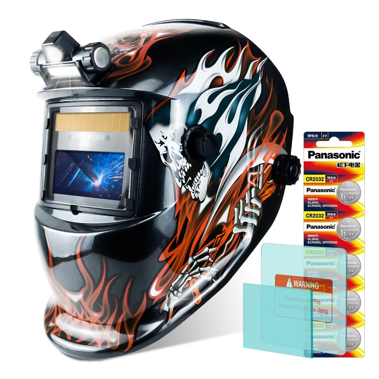 Flaming Skull Solar Powered True Color Welding Helmet