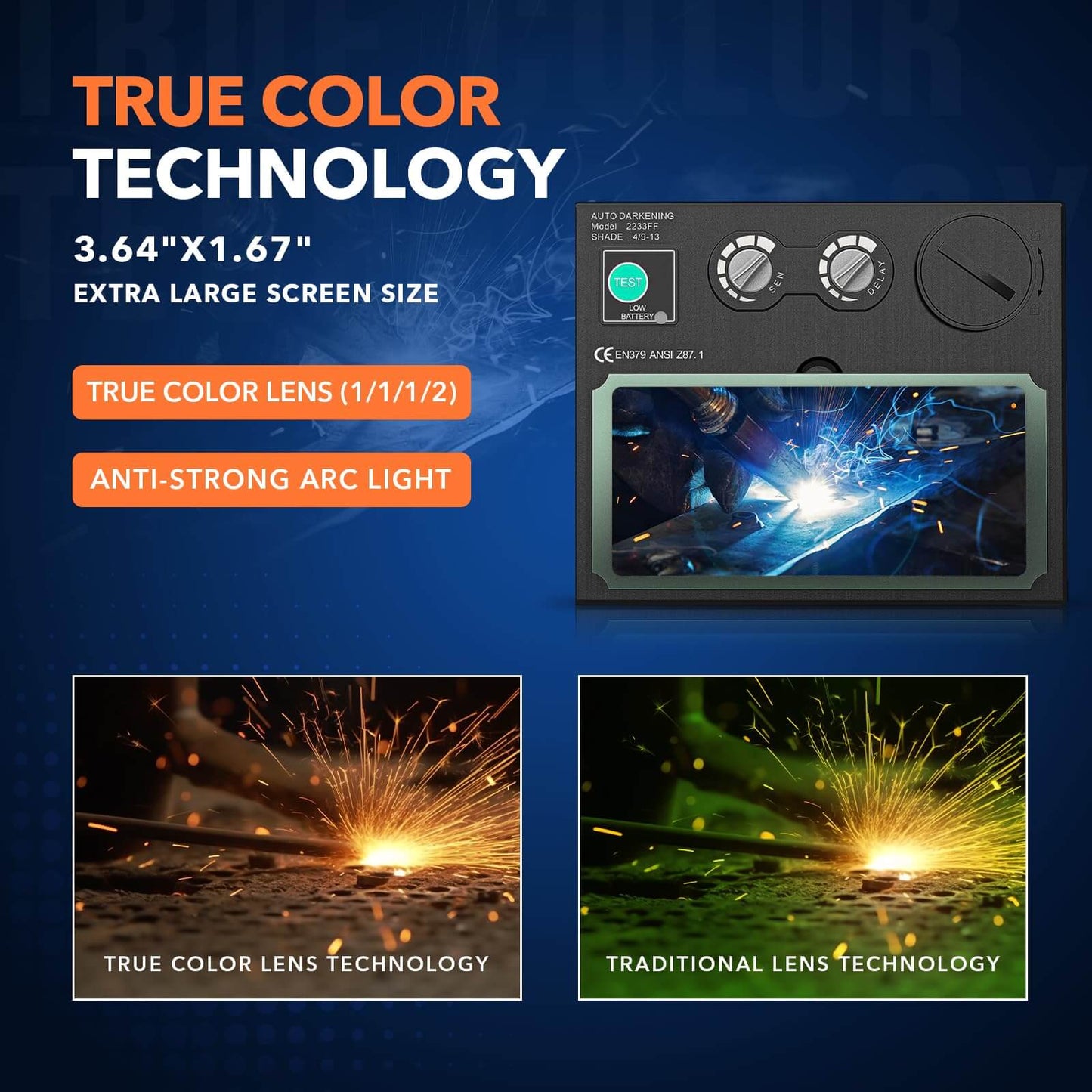 Solar Auto Darkening Welding Helmet Lens