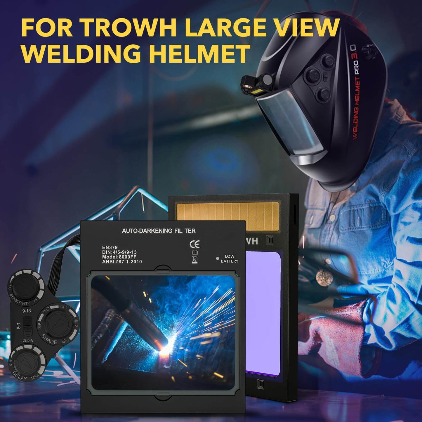 Large View Auto Darkening Welding Lens