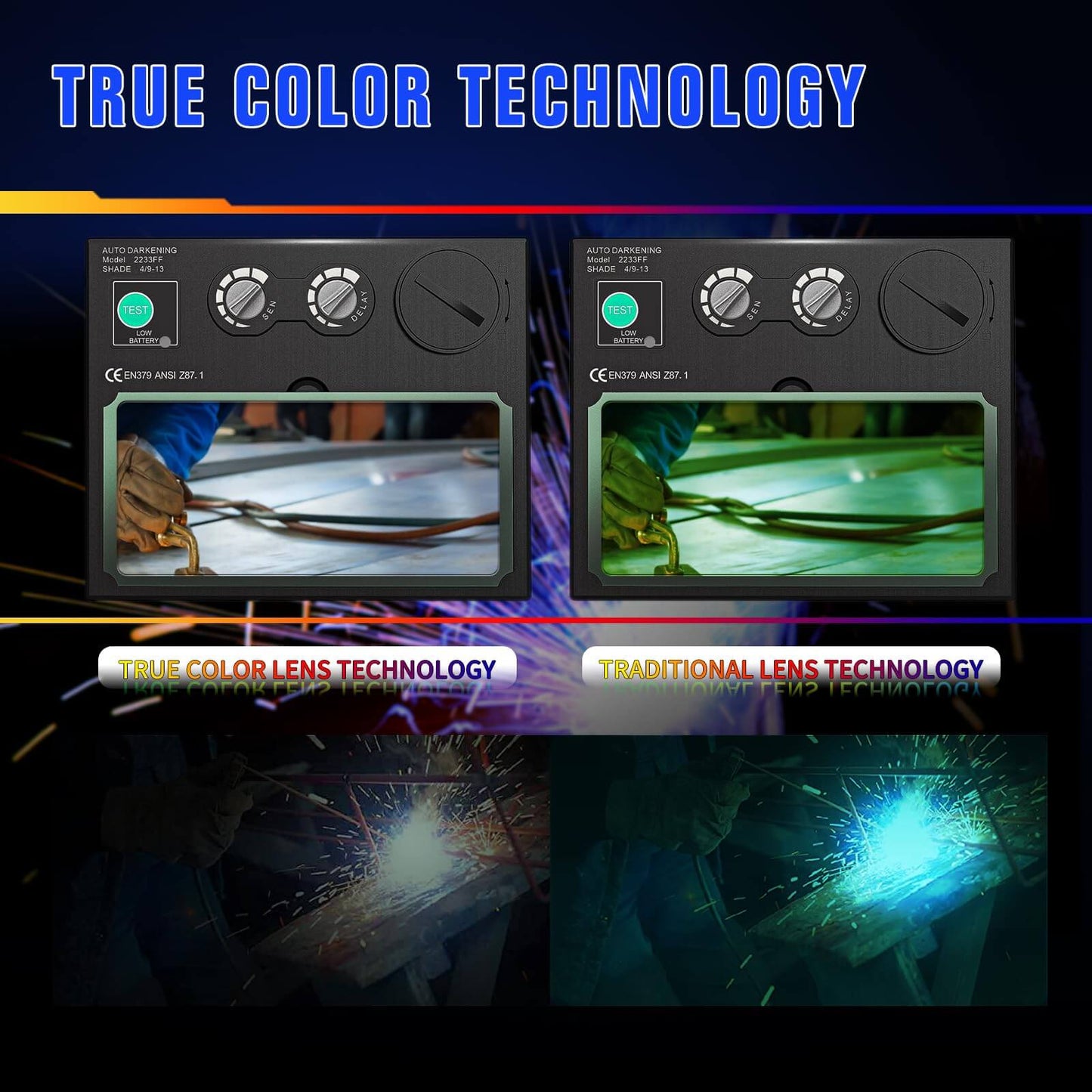 Auto Darkening Solar Powered Welding Helmet