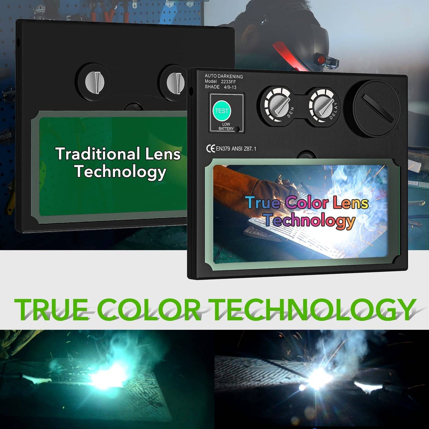 Welding Helmet Auto Darkening with LED Light