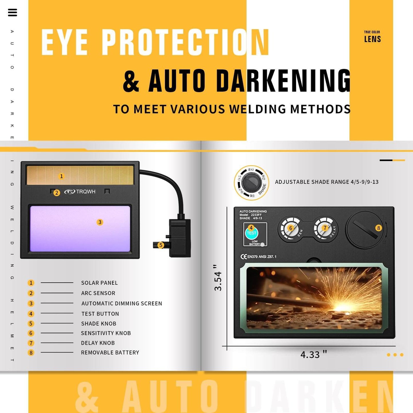 True Color Auto Darkening Welding Helmets