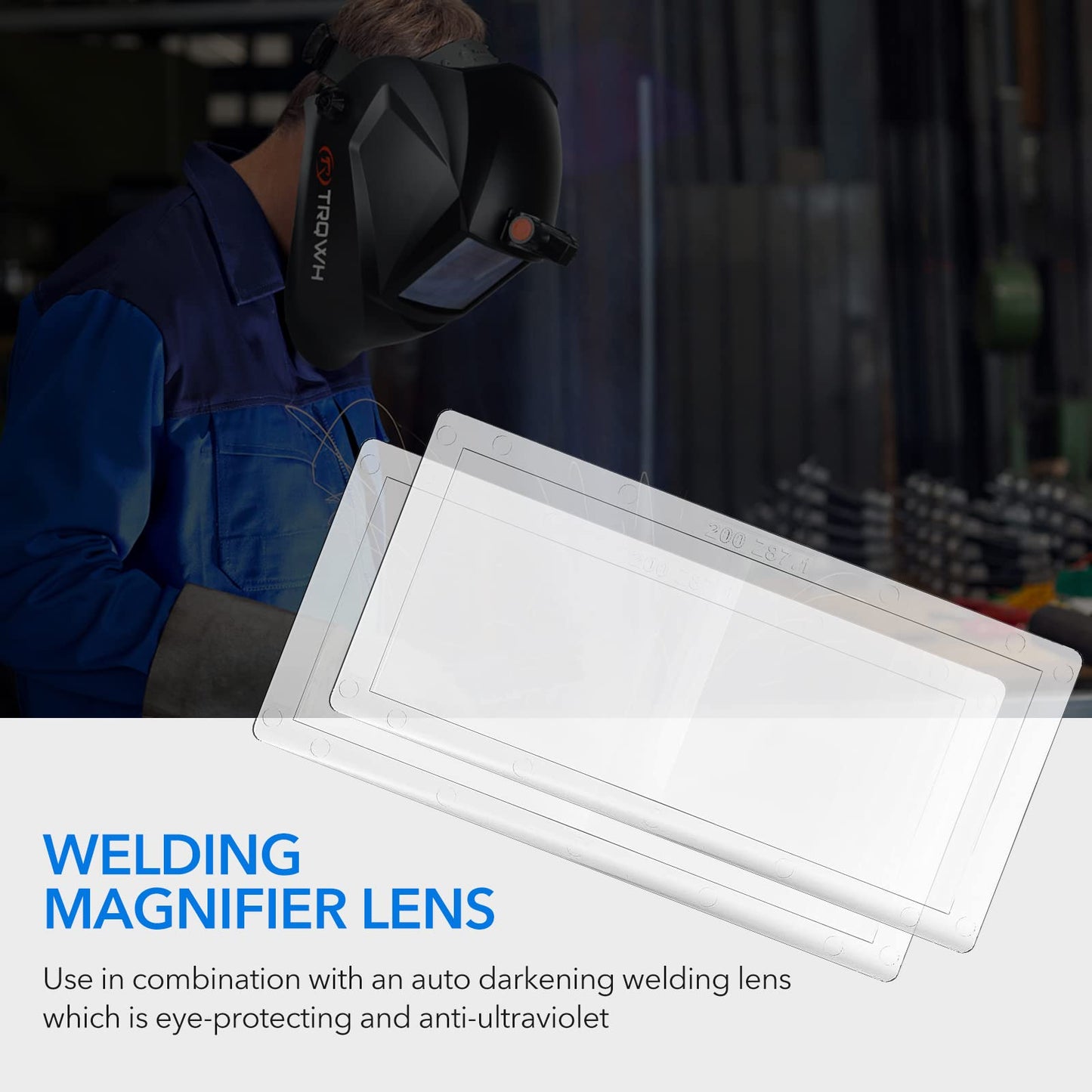 TRQWH 2/Pack Welding Helmet Magnifying Lens 1.0/1.5/2.0/2.5/3.0 Diopter Eye-Protecting Welder Accessories Magnifier Cheater Lens (2.0 Diopter)