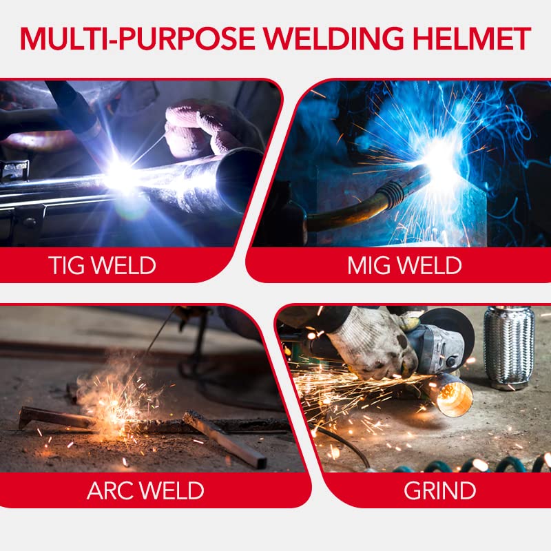 TRQWH Welding Helmet with Light True Color Auto Darkening Welding Helmets for Men Solar Powered Welding Hood with 2 Arc Sensor Wide Shade 4/9-13 for TIG MIG ARC Cool Welder Mask (TRQ-HS03)