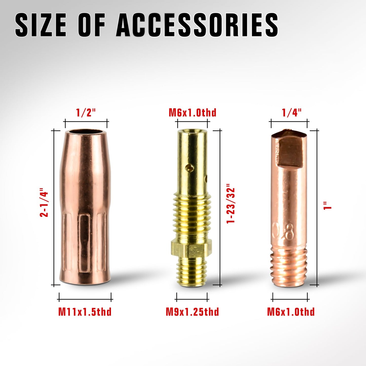 YesRight Mig Welding Gun Accessory, 0.030" Welder Replacement Kit for Lincoln Magnum 100L Tweco Mini/#1, 30pcs Welding Tips 0.030" + 2pcs Gas Nozzles + 2pcs Gas Diffuser