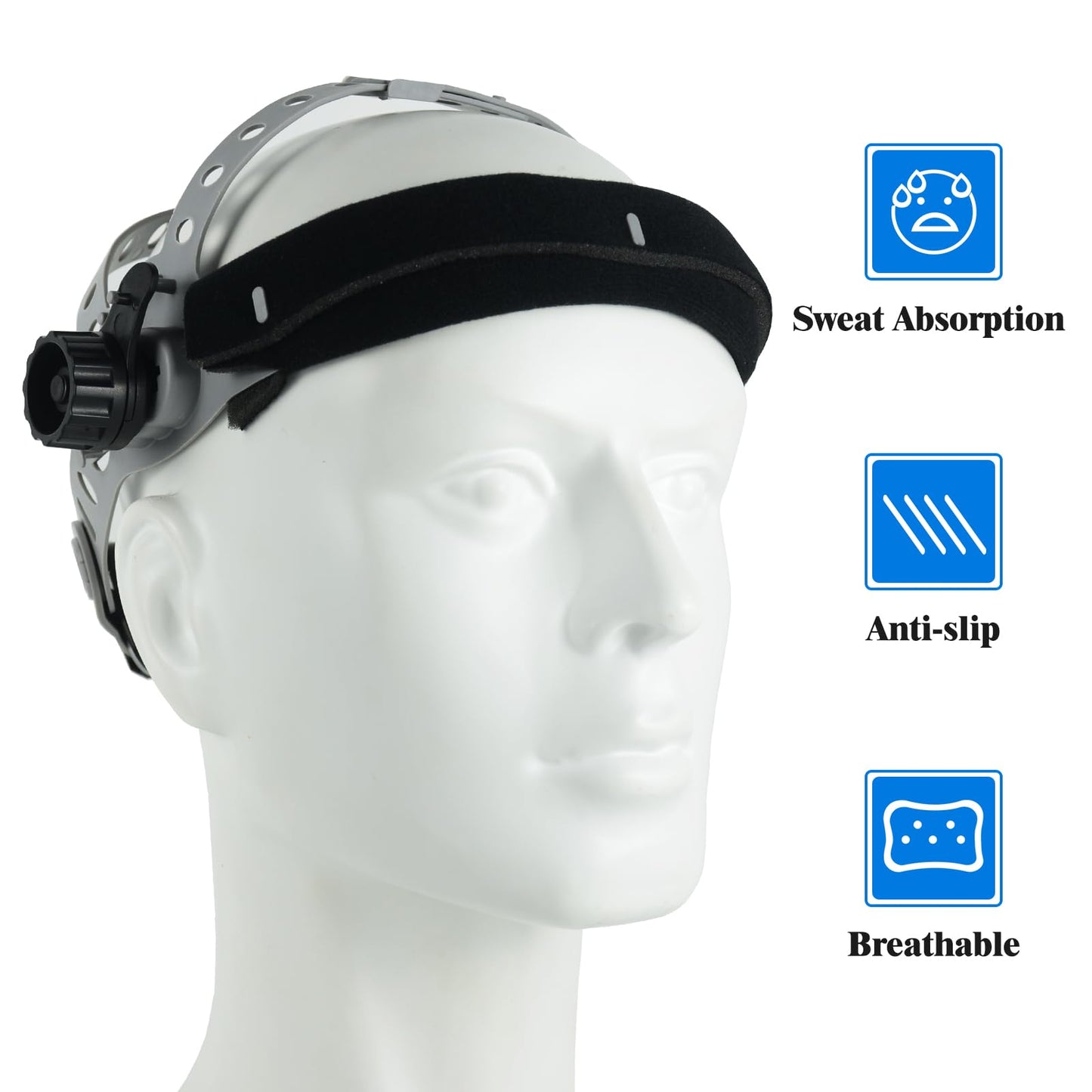 Welding Helmet Headgear - TRQWH Welding Hood Replacement Headgear Welding Helmet Accessories Welding Head gear with Sweatband for Round Square Hole Helmet, Adjustable (grey-round hole)