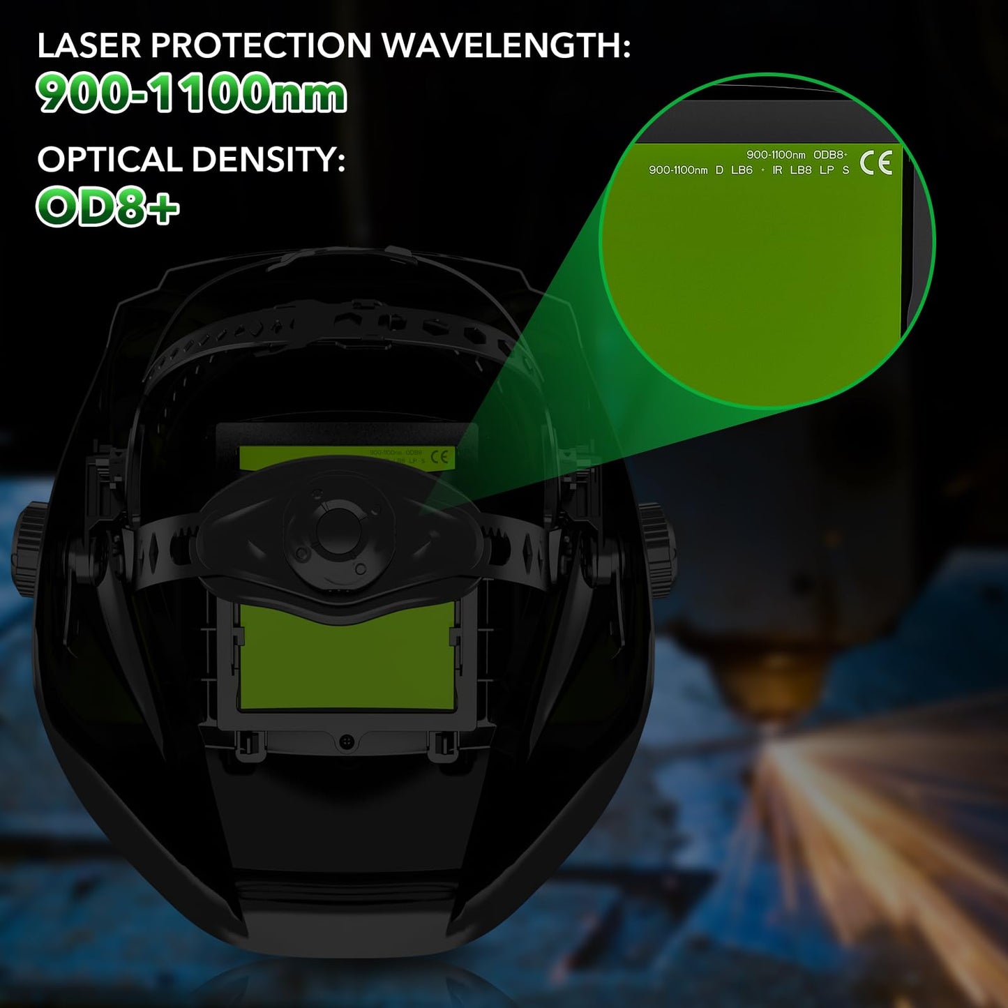 TRQWH Large Viewing Laser Welding Helmet OD8+ Laser Safety Protective Mask for Laser Welding/Laser Cutting/Laser Cleaning/Laser Marking