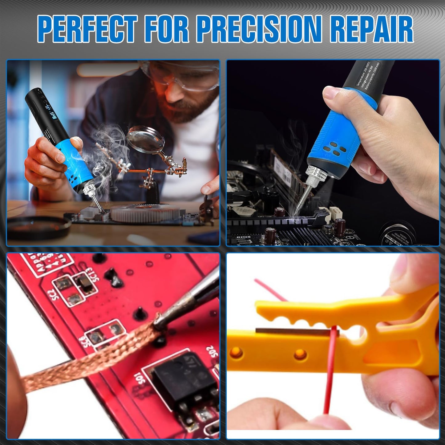 YesRight Soldering Iron Kit, Portable Soldering Gun with LED Digital Display, 392-842°F Adjustable Temperature Cordless Soldering Iron Pen Tool with 3 Soldering Tips for Precision Repair DIY