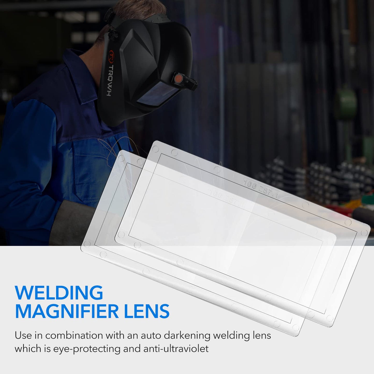 TRQWH 2/Pack Welding Helmet Magnifying Lens 1.0/1.5/2.0/2.5/3.0 Diopter Eye-Protecting Welder Accessories Magnifier Cheater Lens (1.0 Diopter)