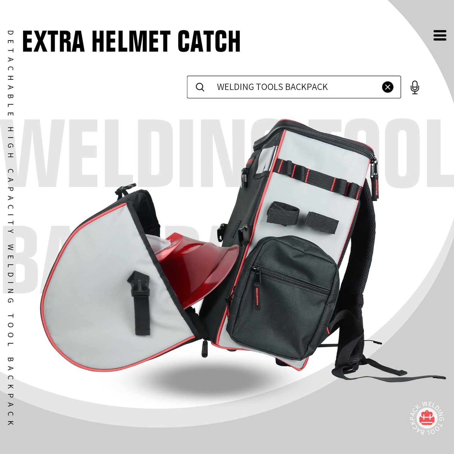 TRQWH Welding Tools Backpack for Men Extreme Gear Pack with Helmet Catch Large Capacity Waterproof Reinforced Bottom Multipurpose Welding Bag