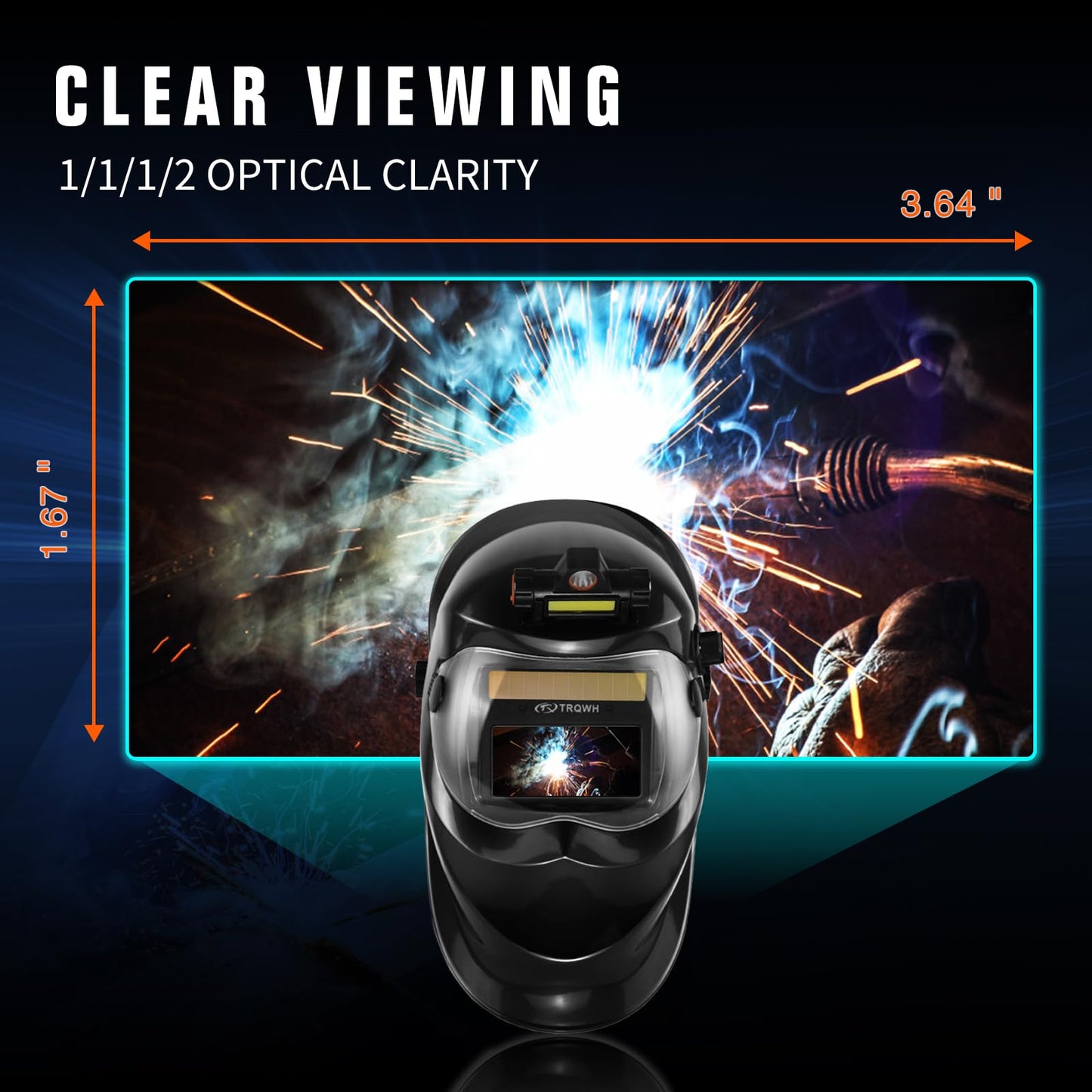 TRQWH Auto Darkening Welding Helmet with Light Solar Powered True Color Welding Hood 2 Arc Sensor Wide Shade 9-13 Welding Mask with Extra Grinding Mode Weld Helmet (KTS-KP01)