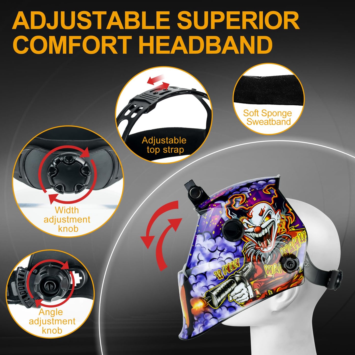 TRQWH Welding Hood Auto Darkening Welding Helmet with Light True Color 1/1/1/2 Top Optical Clarity Wide Shade 9-13 Welding Mask with Grinding Weld Helmet (KTS-JD17)