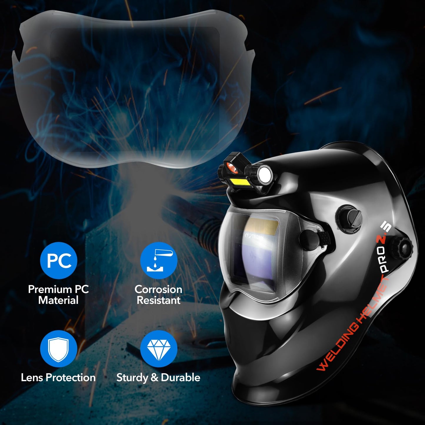TRQWH Outside Cover Lens for KP Series Welding Helmet 2/Pack and 2 Inside Cover Lens