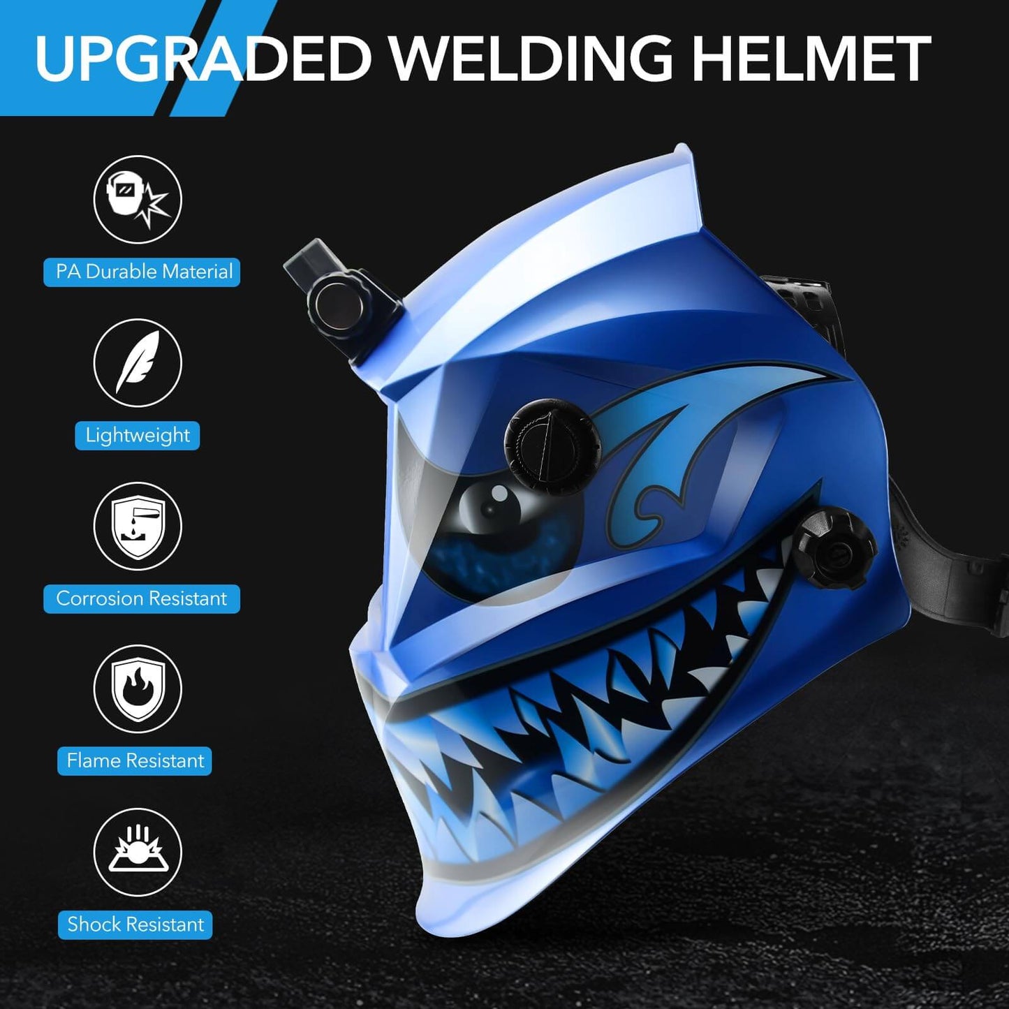 Auto Darkening Welding Helmets with Light & 3 Pcs Welding Caps