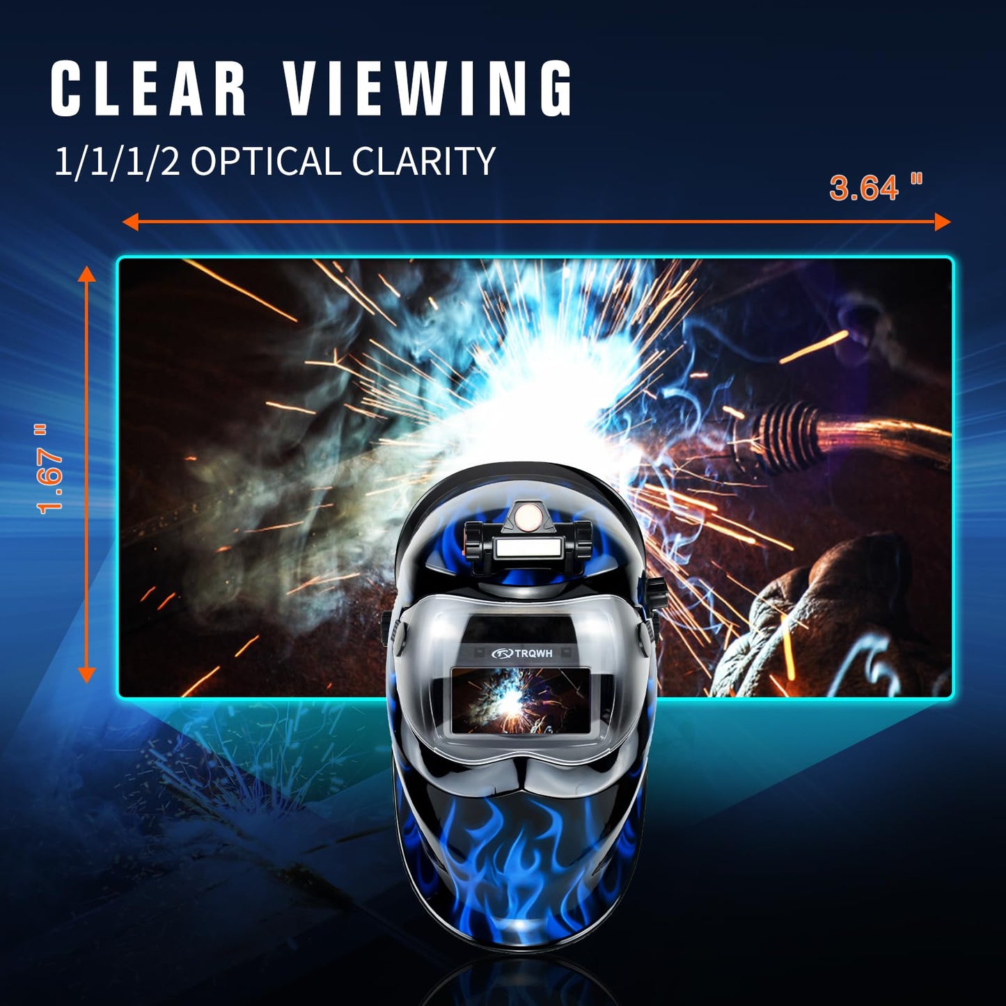 TRQWH Auto Darkening Welding Helmet with Light Solar Powered True Color Welding Hood 2 Arc Sensor Wide Shade 9-13 Welding Mask with Extra Grinding Mode Weld Helmet (KTS-KD02)