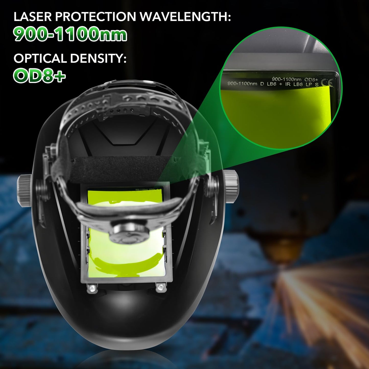 TRQWH Large Viewing Laser Welding Helmet OD8+ Laser Safety Protective Mask for Laser Welding/Laser Cutting/Laser Cleaning/Laser Marking
