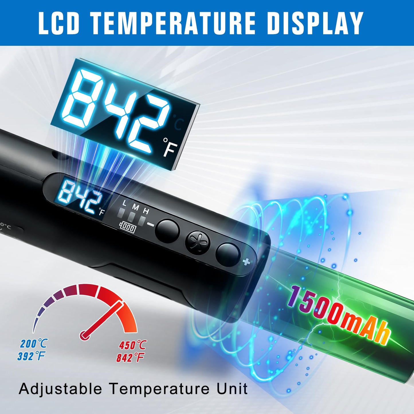 YesRight Soldering Iron Kit, Portable Soldering Gun with LED Digital Display, 392-842°F Adjustable Temperature Cordless Soldering Iron Pen Tool with 3 Soldering Tips for Precision Repair DIY