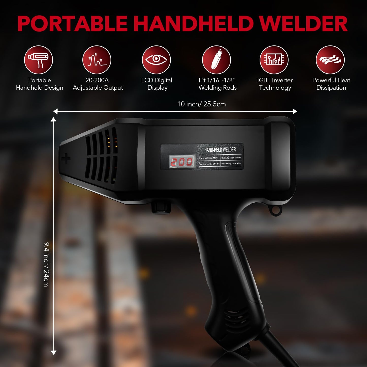 TRQWH 120A Welding Machine Handheld 110V Portable Stick Welder ARC Welder Machine IGBT Inverter Mini MMA Welder Machine Fit for 1/16"-1/8" Rods (TRQ-HWM01)