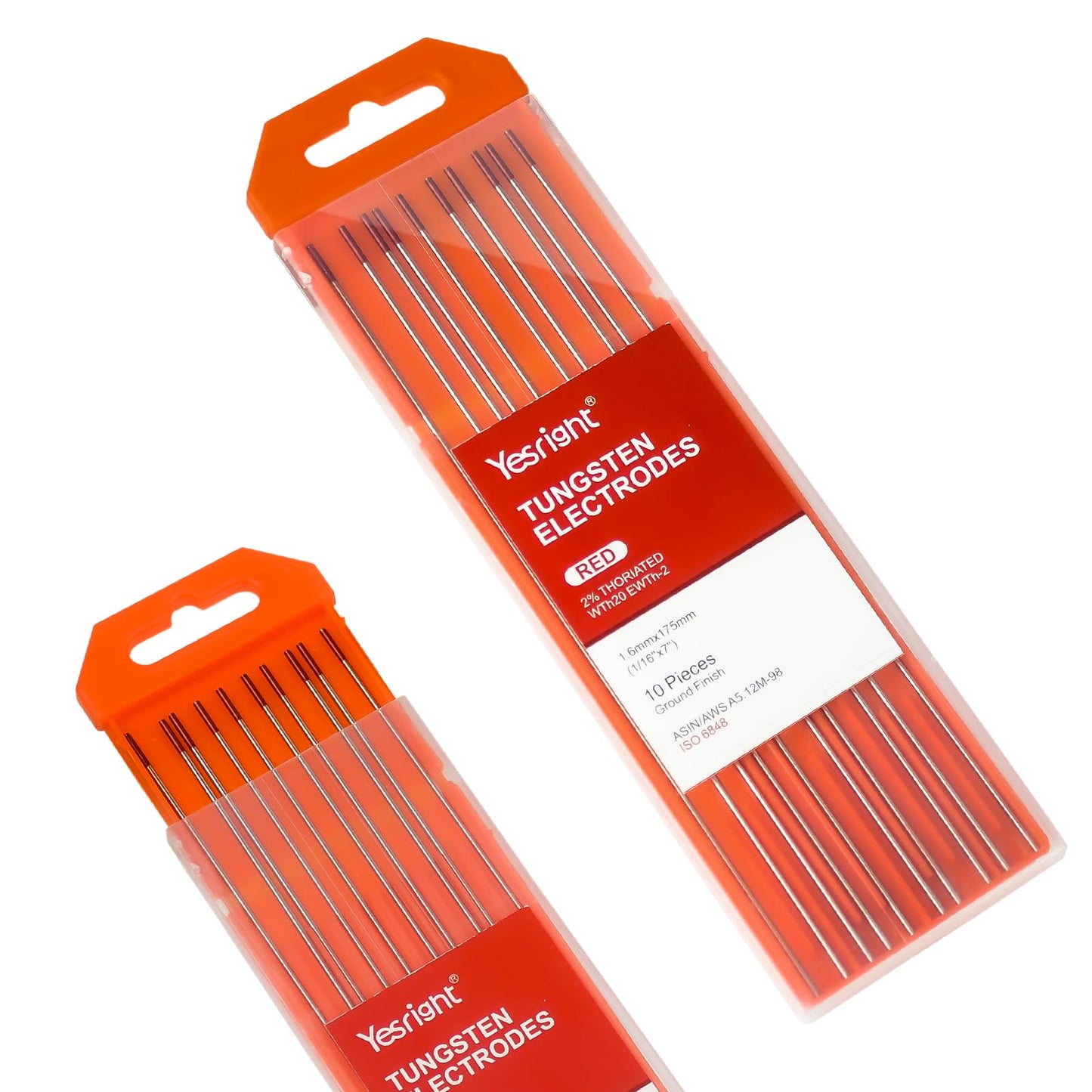YesRight TIG Welding Tungsten Electrode 2% Thoriated Tig Welding Accessories for TIG Welding 1/16" x 7", 10-Pack