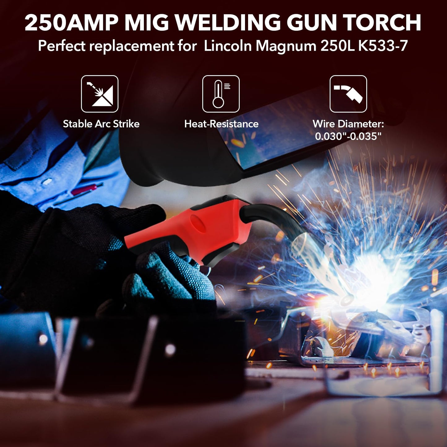 15ft 250 Amp Mig Welding Gun fits Miller M-25 Millermatic 200, 210, 212, 250, 250X, 251, 252, and Vintage