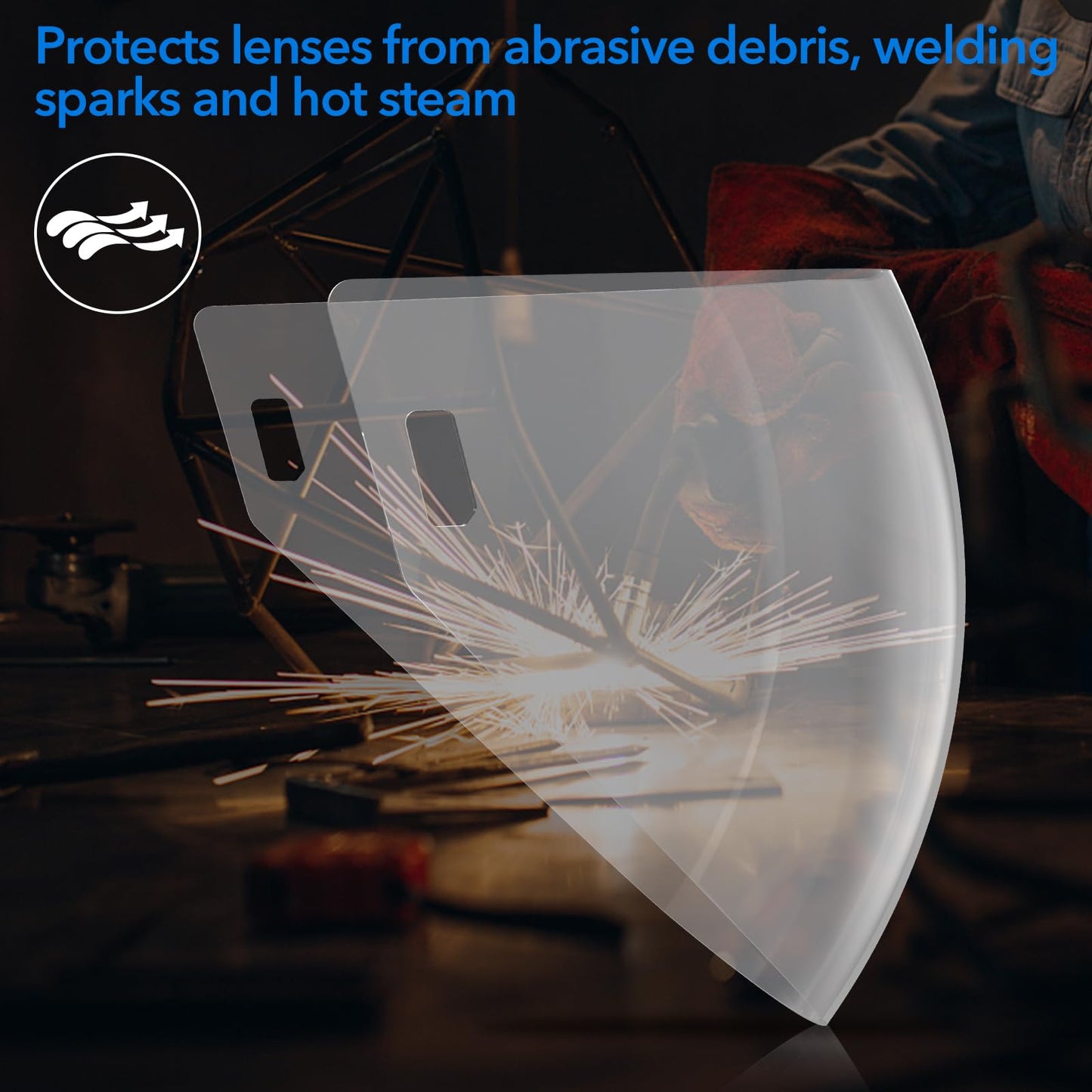 TRQWH Outside Cover Lens for Panoramic View Welding Helmet 3/Pack and 2 Inside Cover Lens