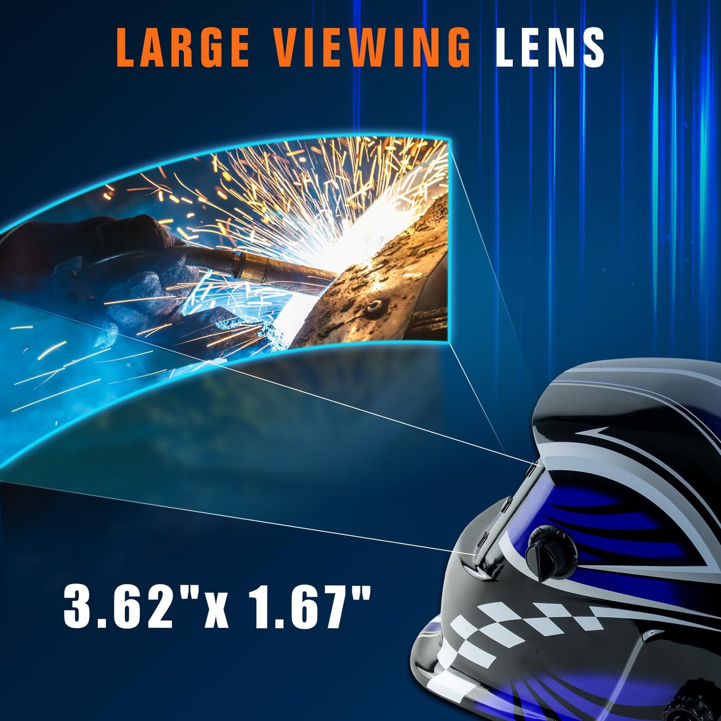 TRQWH Welding Hood Auto Darkening Welding Helmet with Light True Color 1/1/1/2 Top Optical Clarity Wide Shade 9-13 Welding Mask with Grinding Weld Helmet (TRQ-HD01)