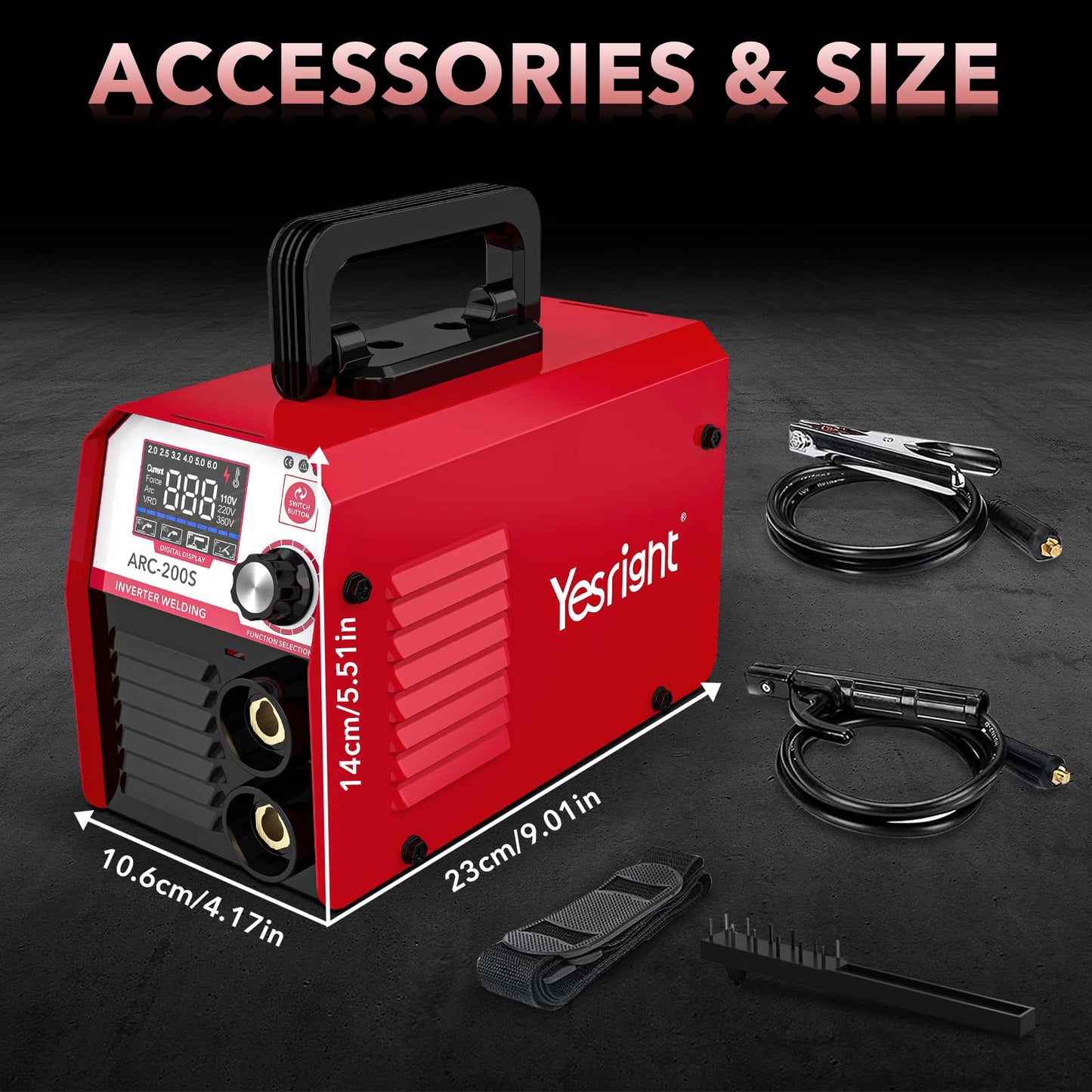 YesRight ARC200S Stick Welder Machine 110V 200A MMA Welding Machine Portable ARC Welder with IGBT Digital Display Hot Start for Outdoor Repairs Farms Home DIY