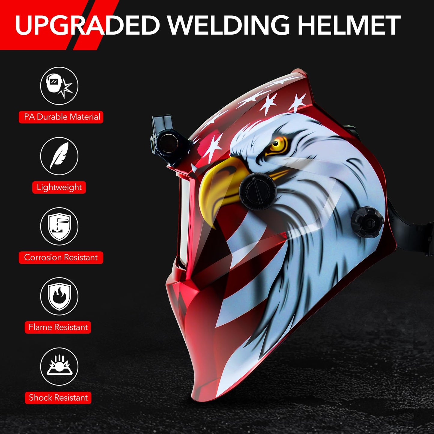 TRQWH Welding Hood Auto Darkening Welding Helmet with Light True Color 1/1/1/2 Top Optical Clarity Wide Shade 9-13 Welding Mask with Grinding Weld Helmet (KTS-JD14)
