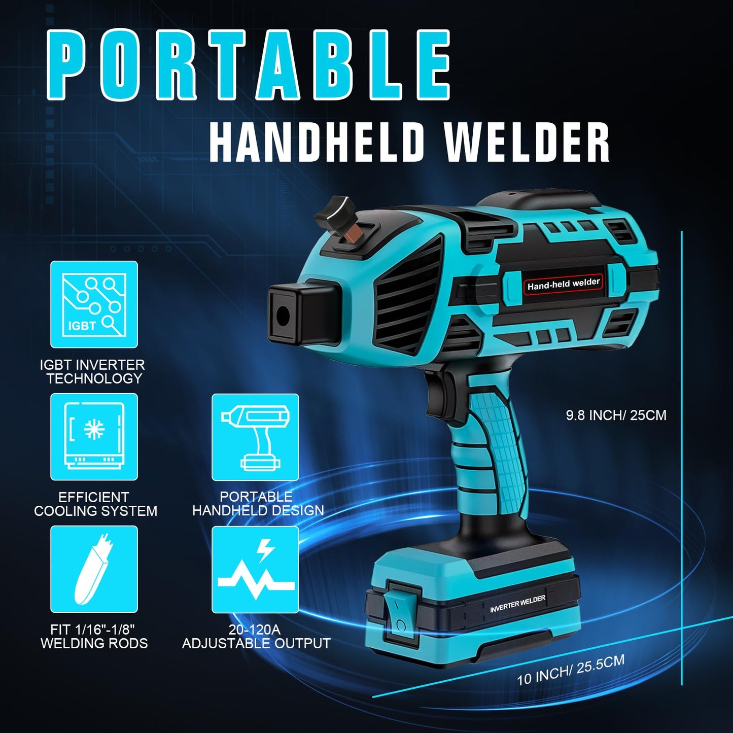 TRQWH 120A Welding Machine Handheld 110V Portable Stick Welder ARC Welder Machine IGBT Inverter Mini MMA Welder Machine Fit for 1/16"-1/8" Rods (TRQ-WM120BLUE)