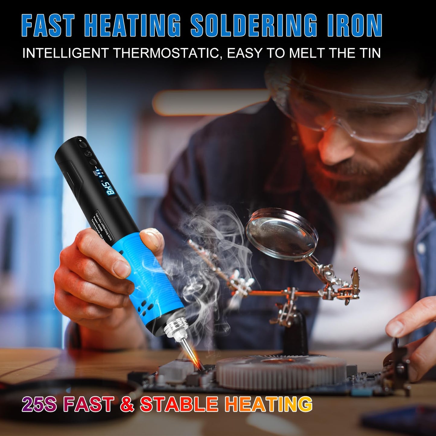 YesRight Soldering Iron Kit, Portable Soldering Gun with LED Digital Display, 392-842°F Adjustable Temperature Cordless Soldering Iron Pen Tool with 3 Soldering Tips for Precision Repair DIY