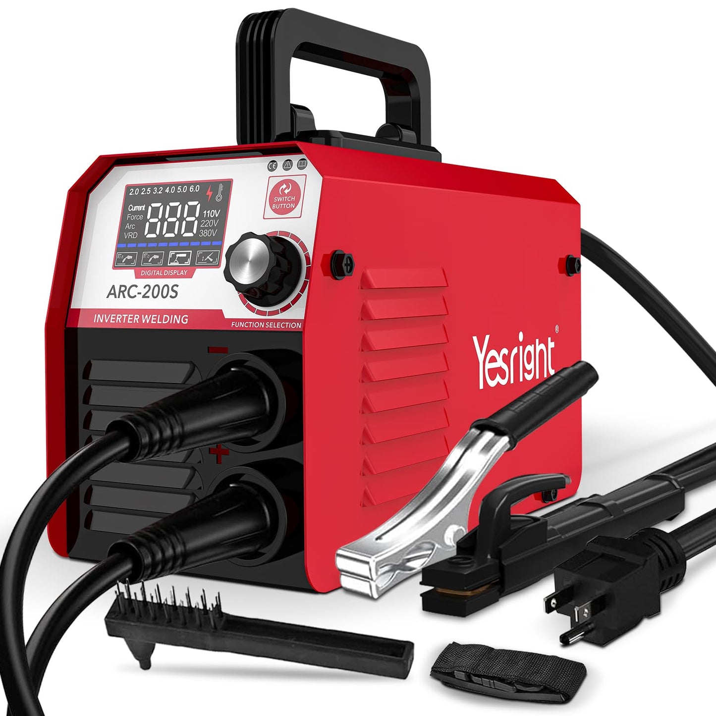 YesRight ARC200S Stick Welder Machine 110V 200A MMA Welding Machine Portable ARC Welder with IGBT Digital Display Hot Start for Outdoor Repairs Farms Home DIY