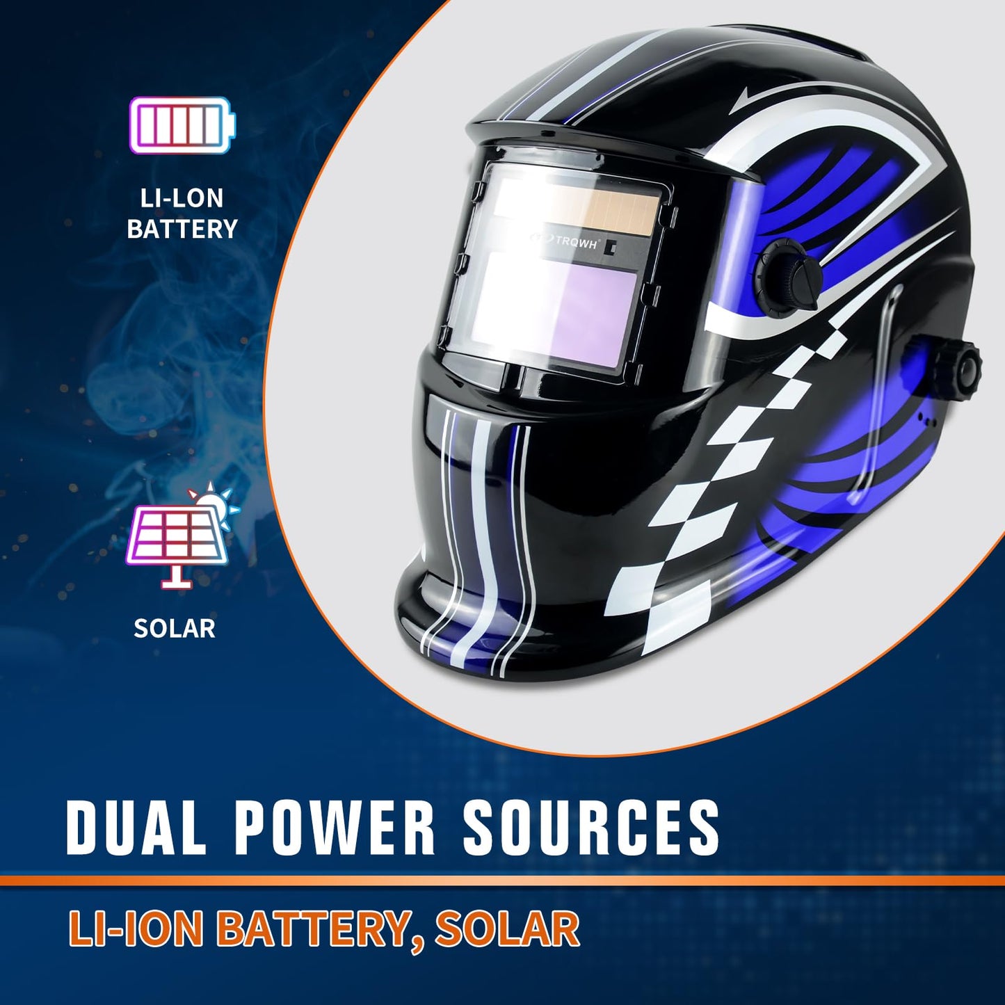 TRQWH Welding Hood Auto Darkening Welding Helmet with Light True Color 1/1/1/2 Top Optical Clarity Wide Shade 9-13 Welding Mask with Grinding Weld Helmet (TRQ-HD01)