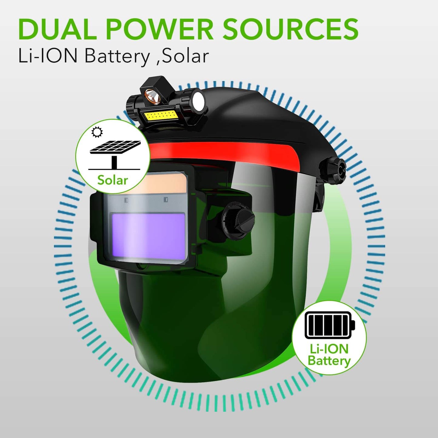 Welding Helmet Auto Darkening with LED Light