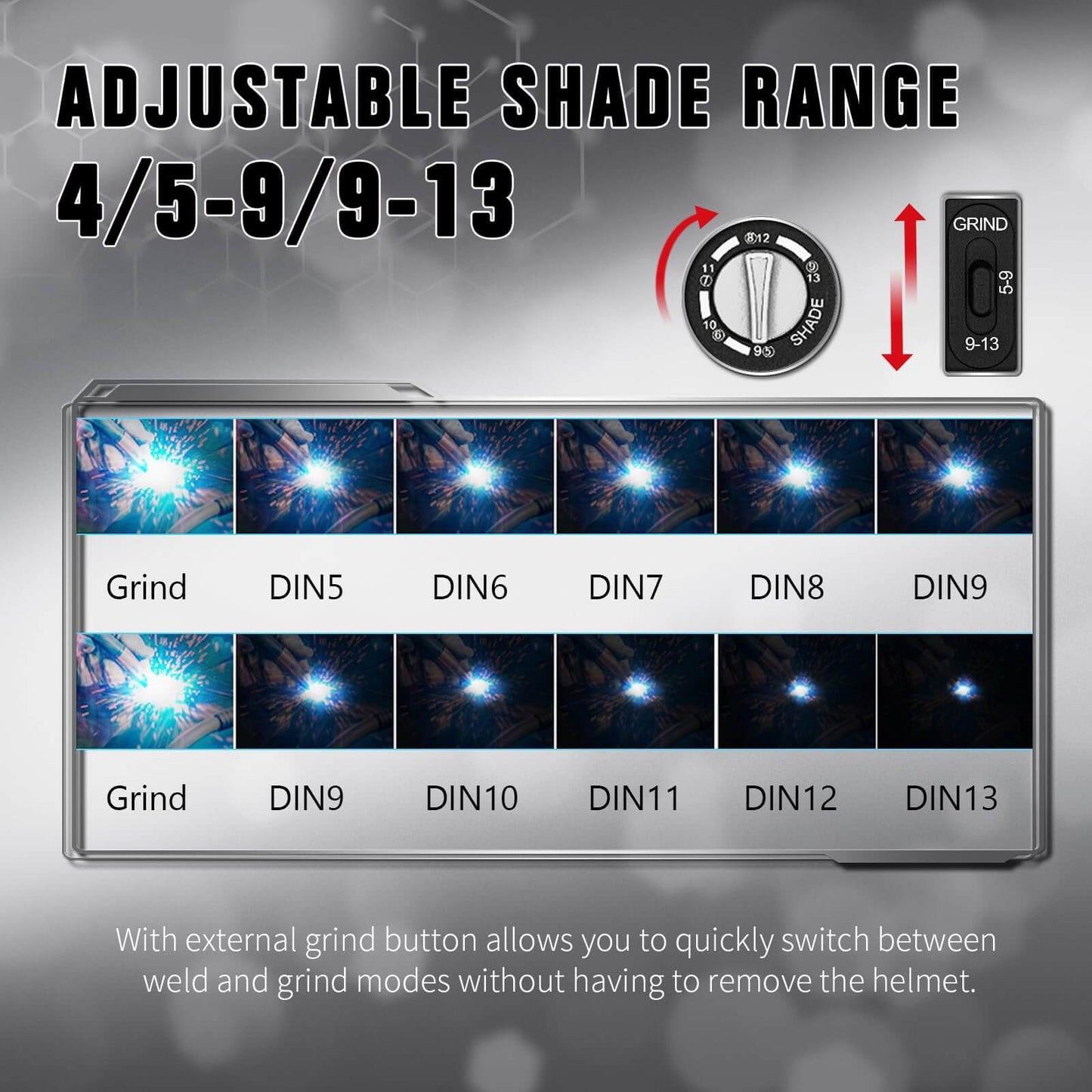 4.49x5.24in Auto Darkening Welding Lens