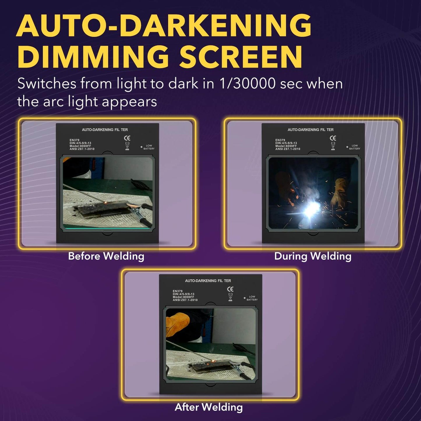 Large View Auto Darkening Welding Lens