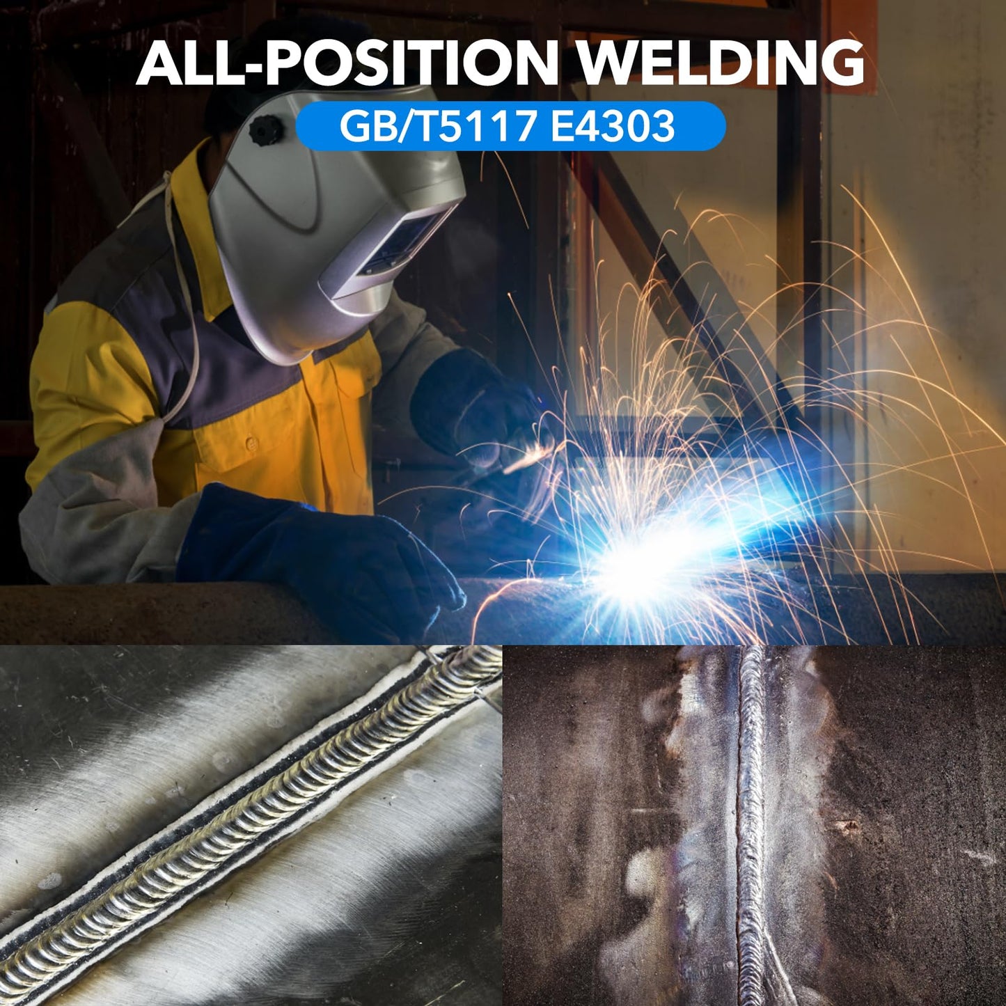 YesRight 3/32" Welding Rod J422 Carbon Steel Stick Electrodes for Welding Machine Element Construction Pressure Pipes 1LB