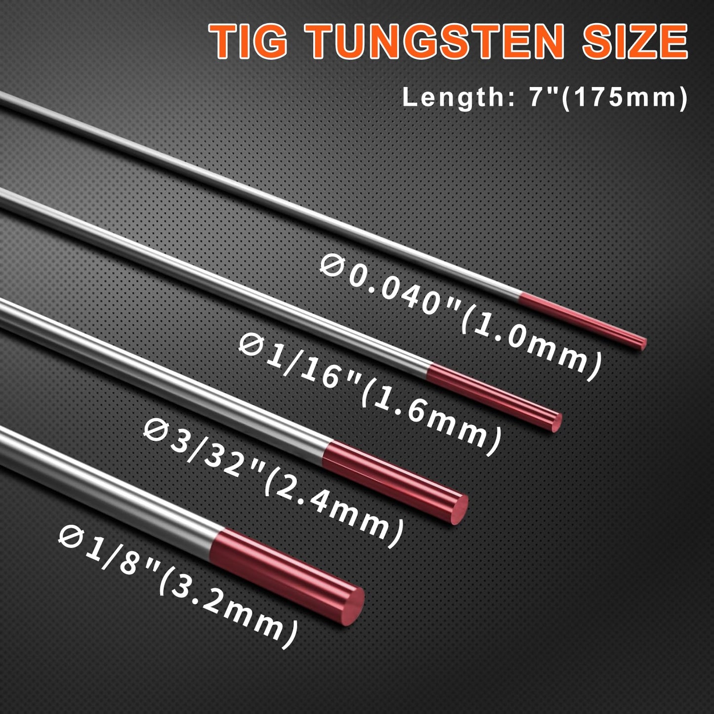 YesRight TIG Welding Tungsten Electrode 2% Thoriated Tig Welding Accessories for TIG Welding 1/16" x 7", 10-Pack