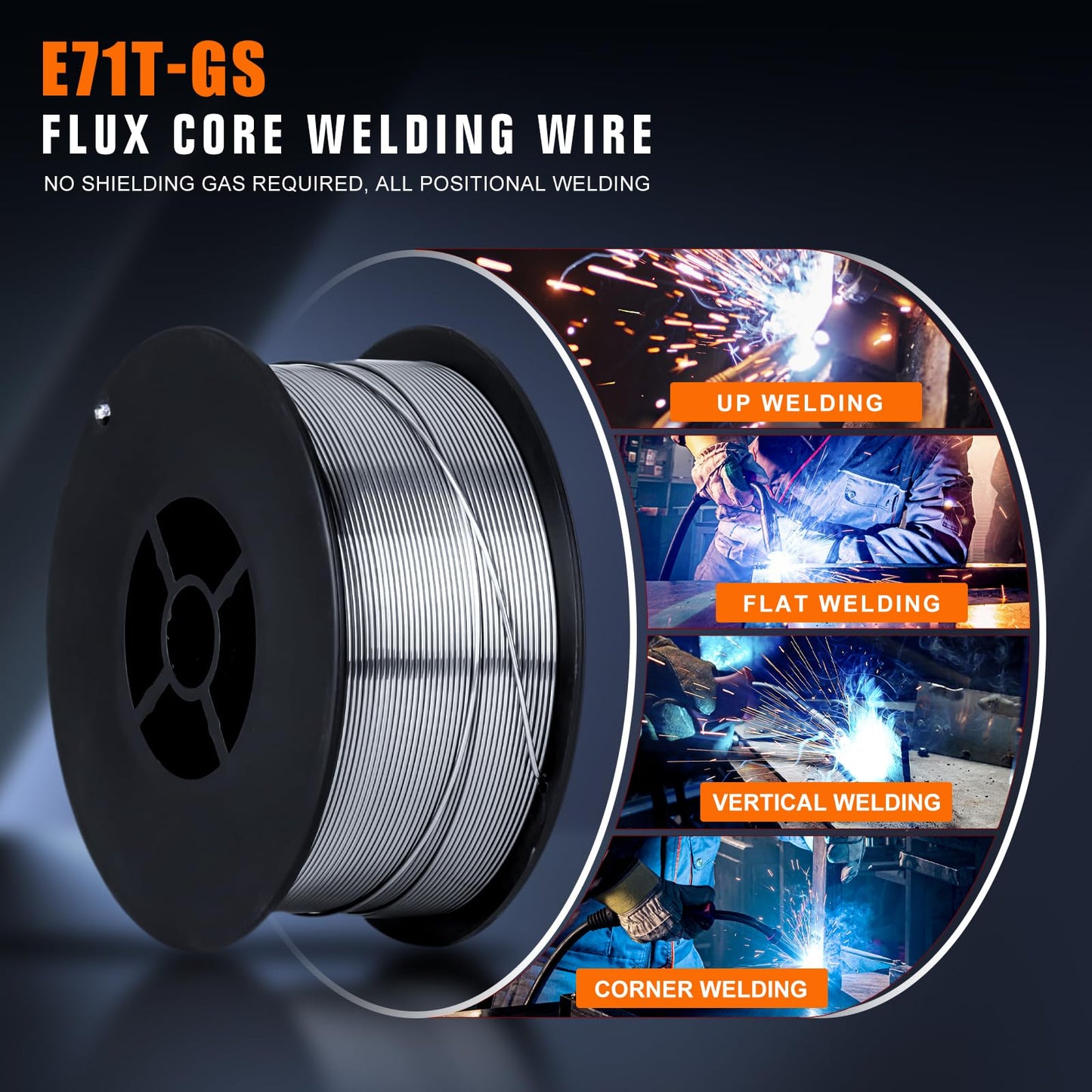 YesRight Flux Core Welding Wire E71TGS .030" 2-Pound Spool Gasless Mild Steel Mig Welding Wire with Low Splatter for All Position Welding and Outdoor Use