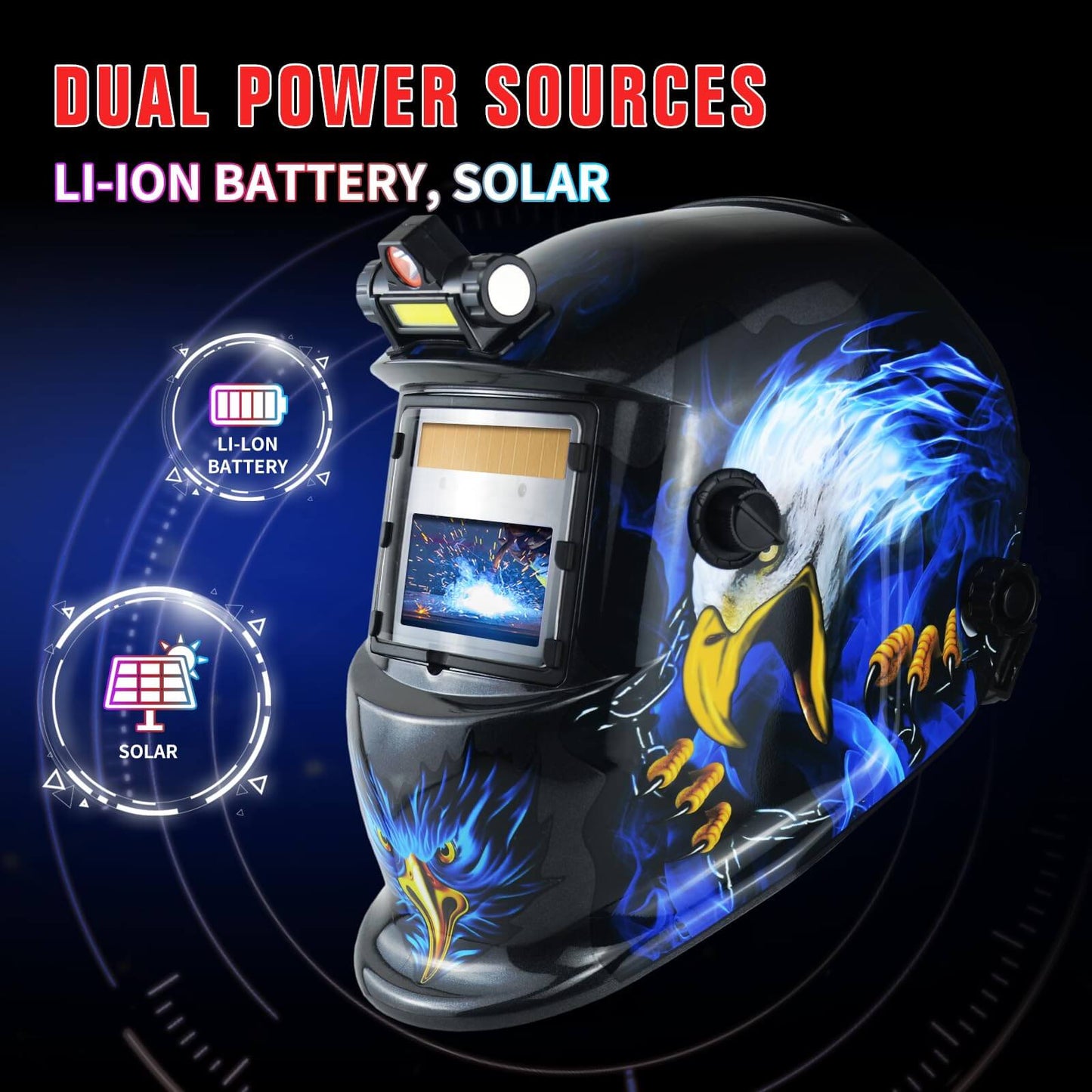 Auto Darkening Solar Powered Welding Helmet