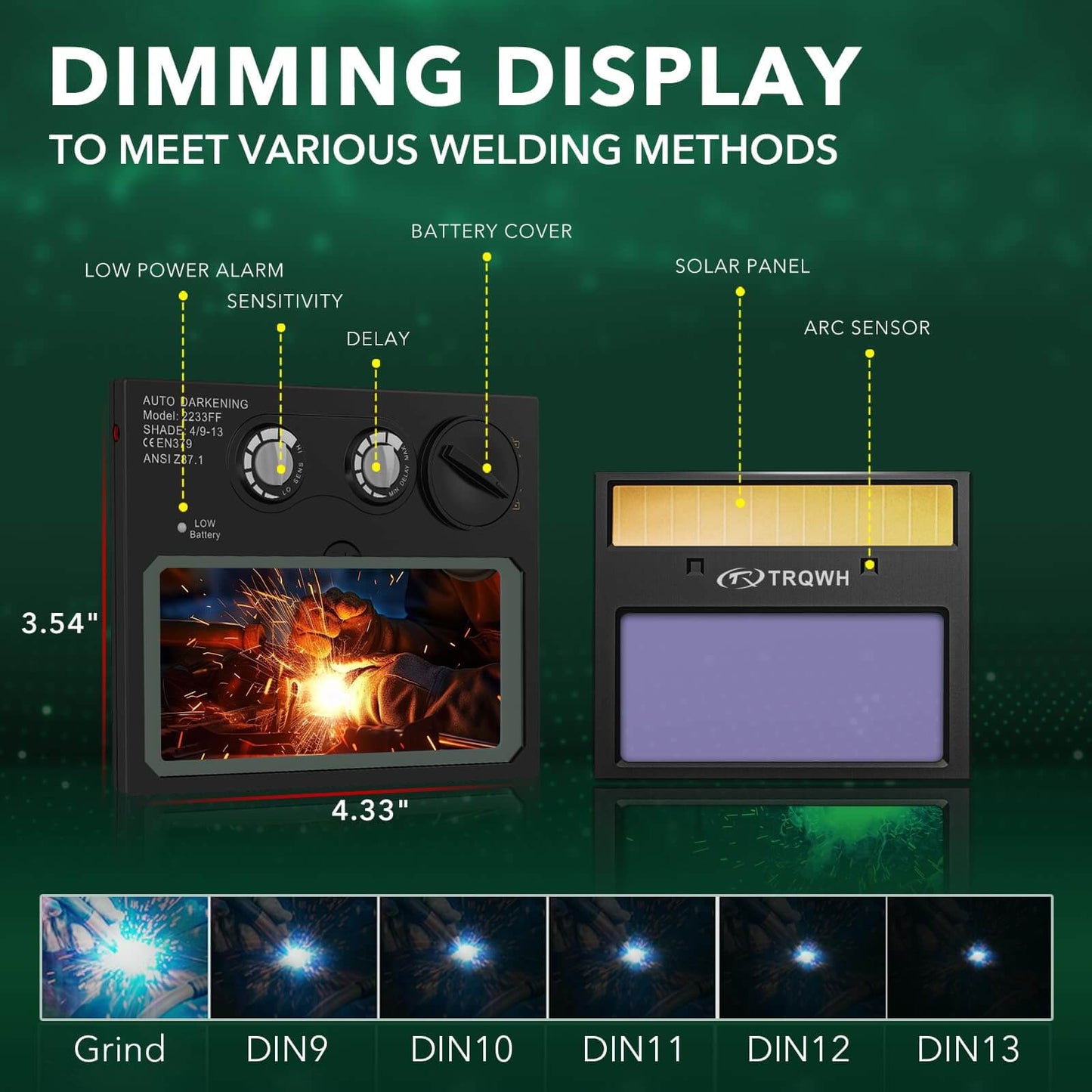 Auto Darkening Welding Helmet with Light