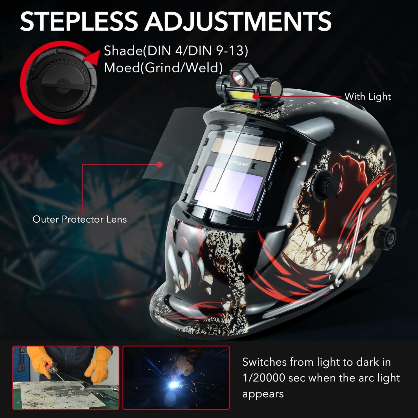 True Color Solar Powered Welding Hood