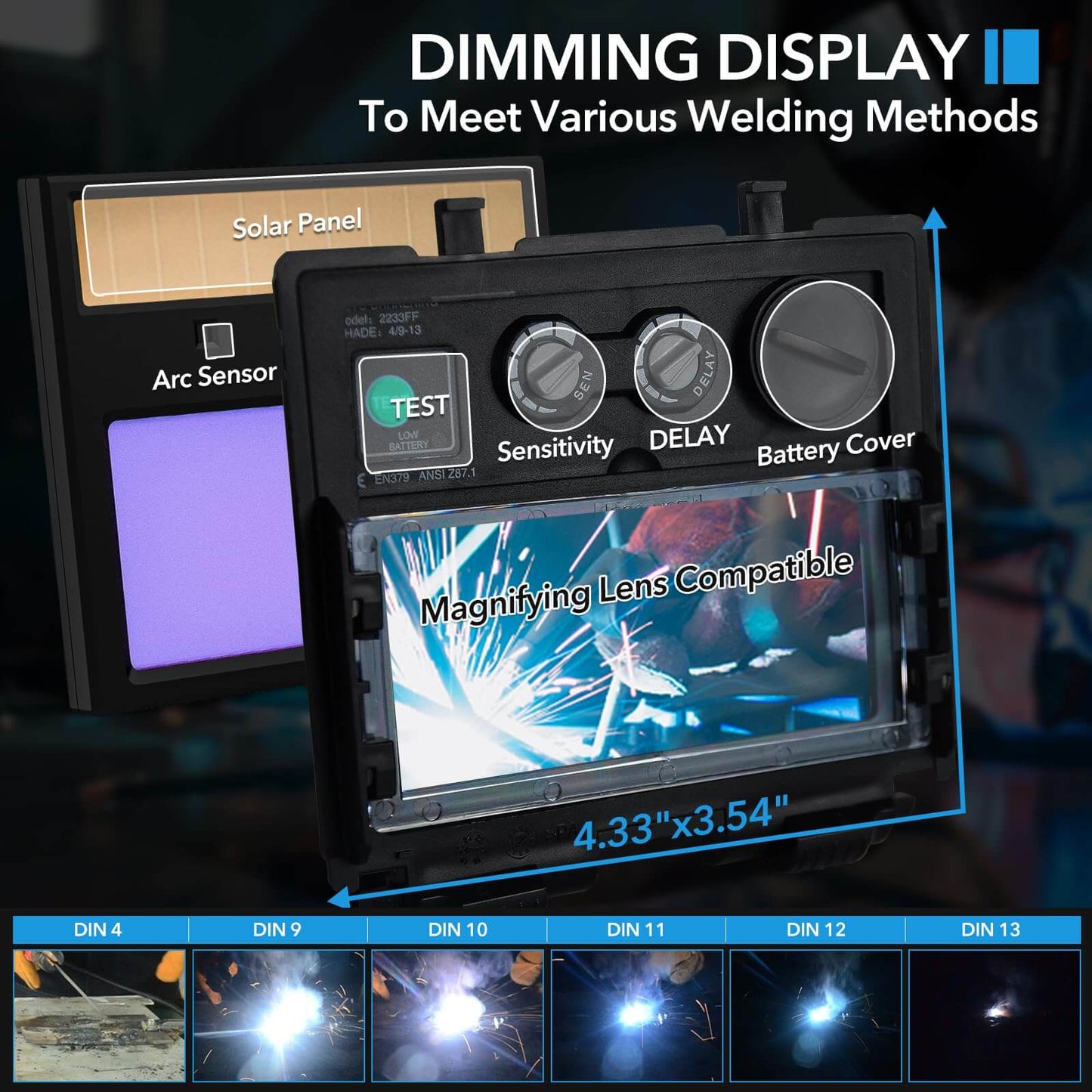 Large Viewing Auto Darkening Welding Helmets