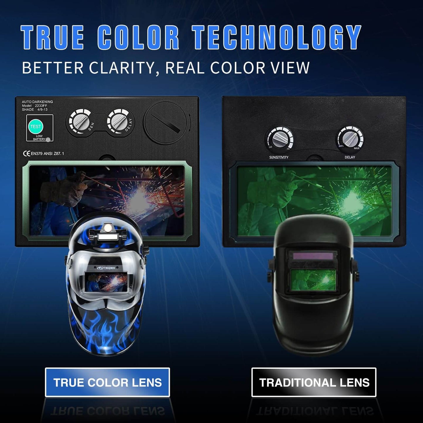 Blue Fire Automatic Darkening Welding Helmet