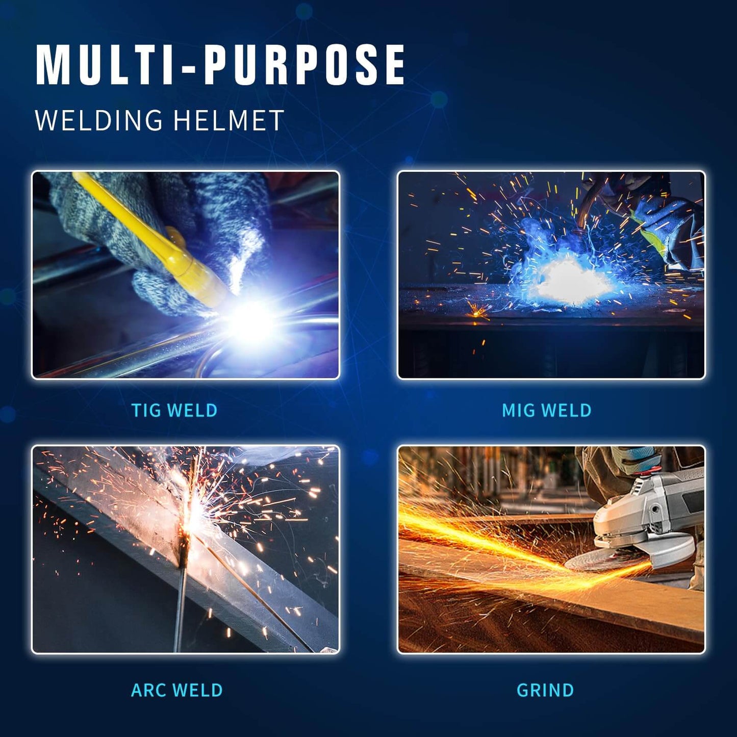 Blue Fire Automatic Darkening Welding Helmet