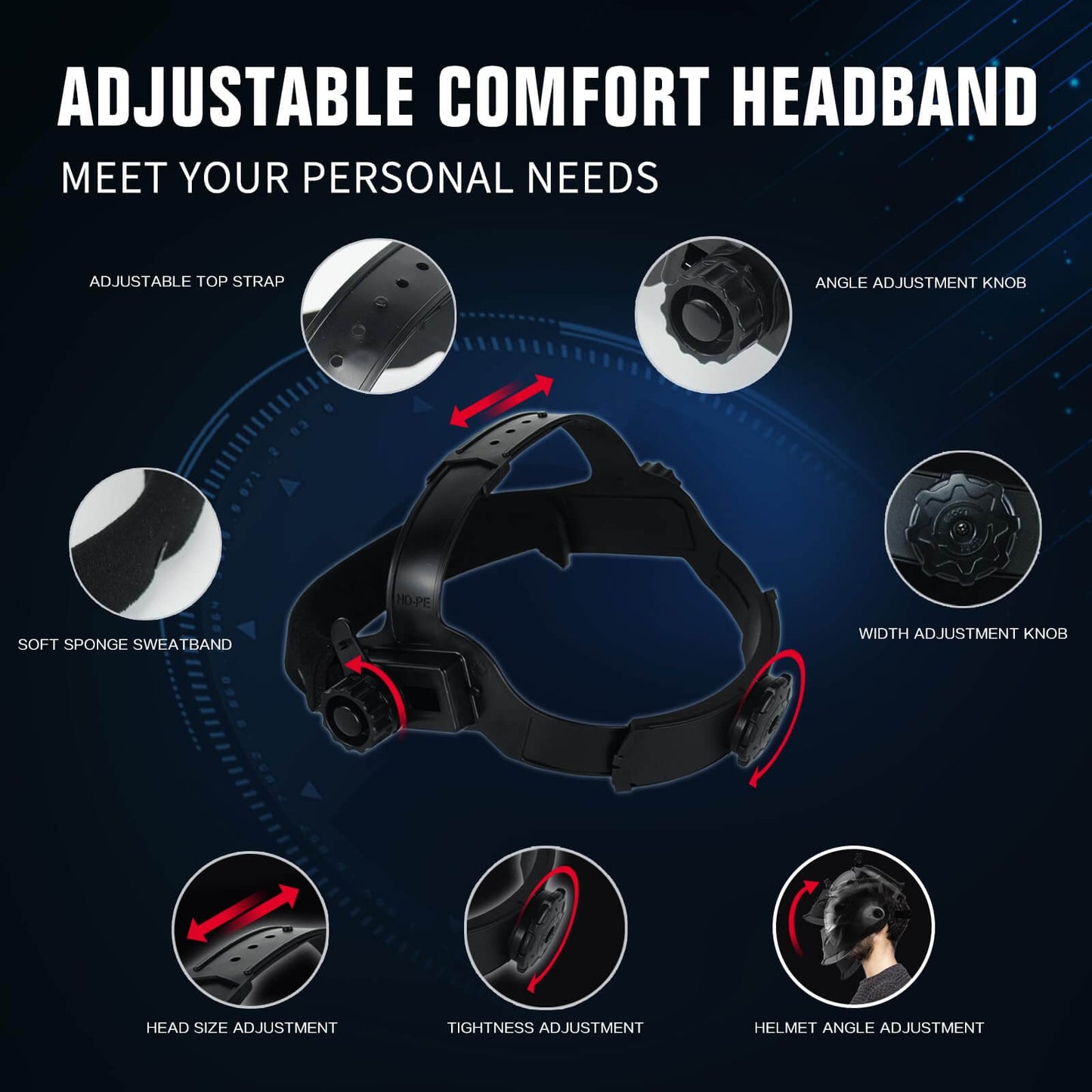 True Color Auto Darkening Welding Helmet with Light (Black)