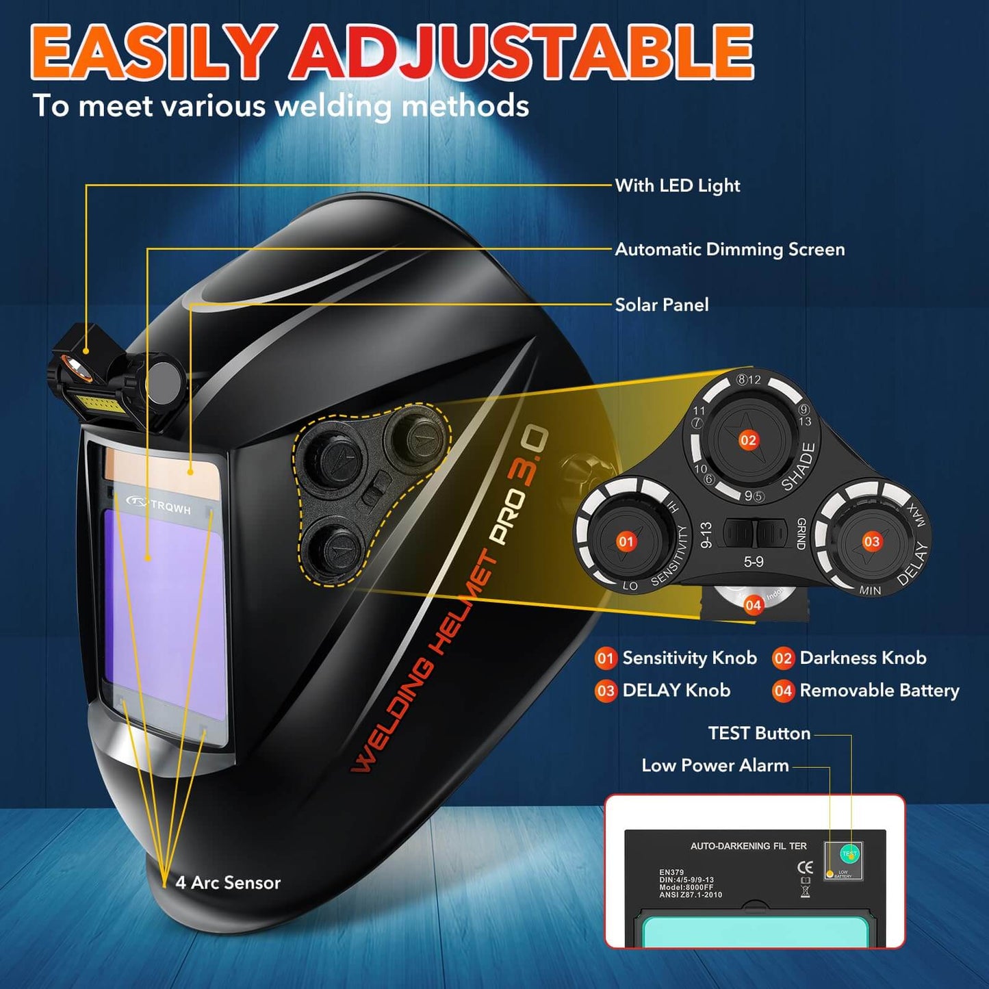 Auto Darkening Welding Helmet Large View