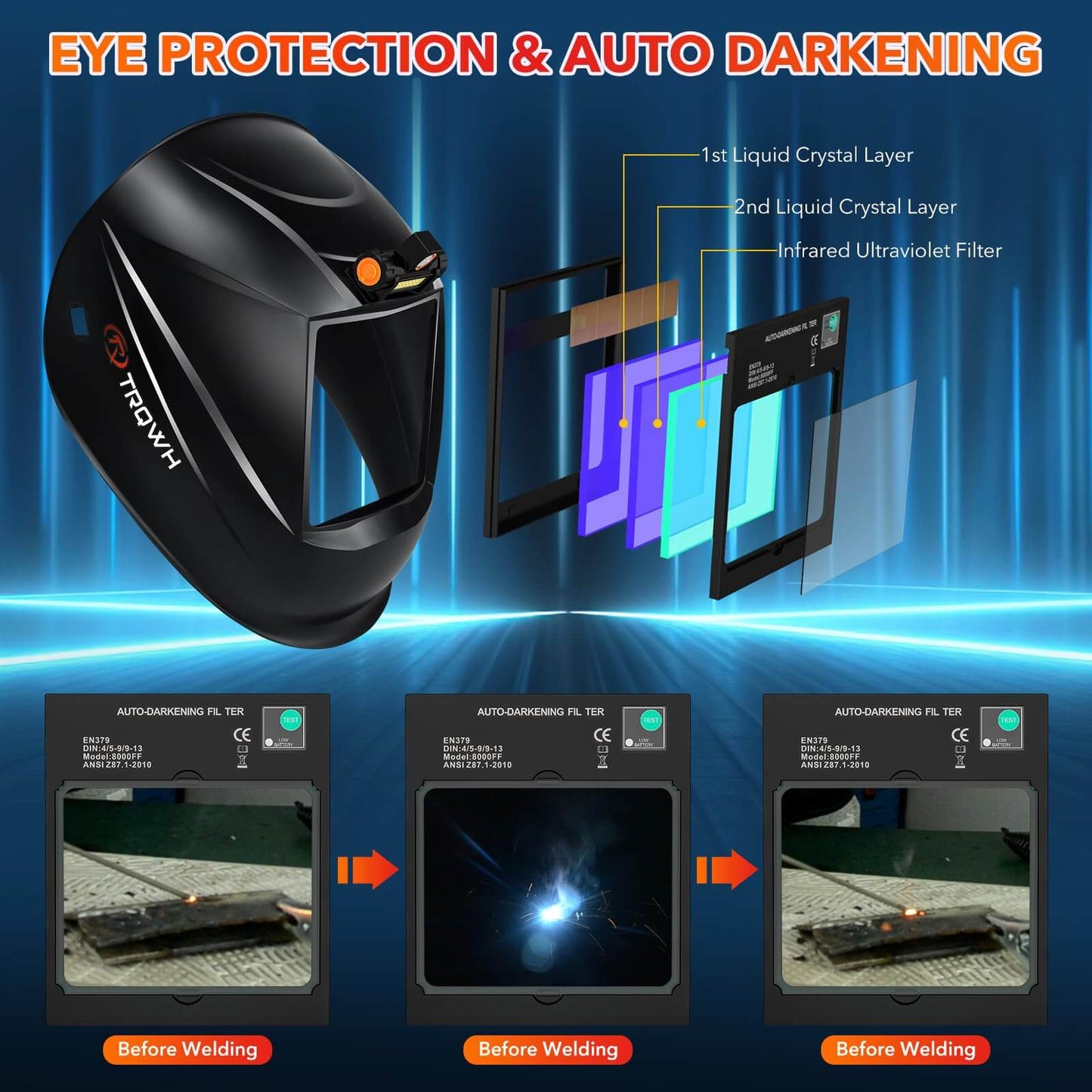 Auto Darkening Welding Helmet Large View