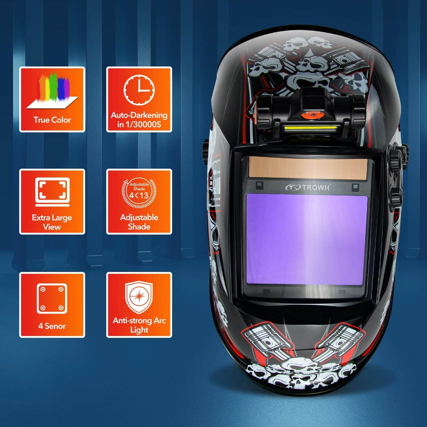 3.94" x 3.15" Large View Auto Darkening Welding Helmet