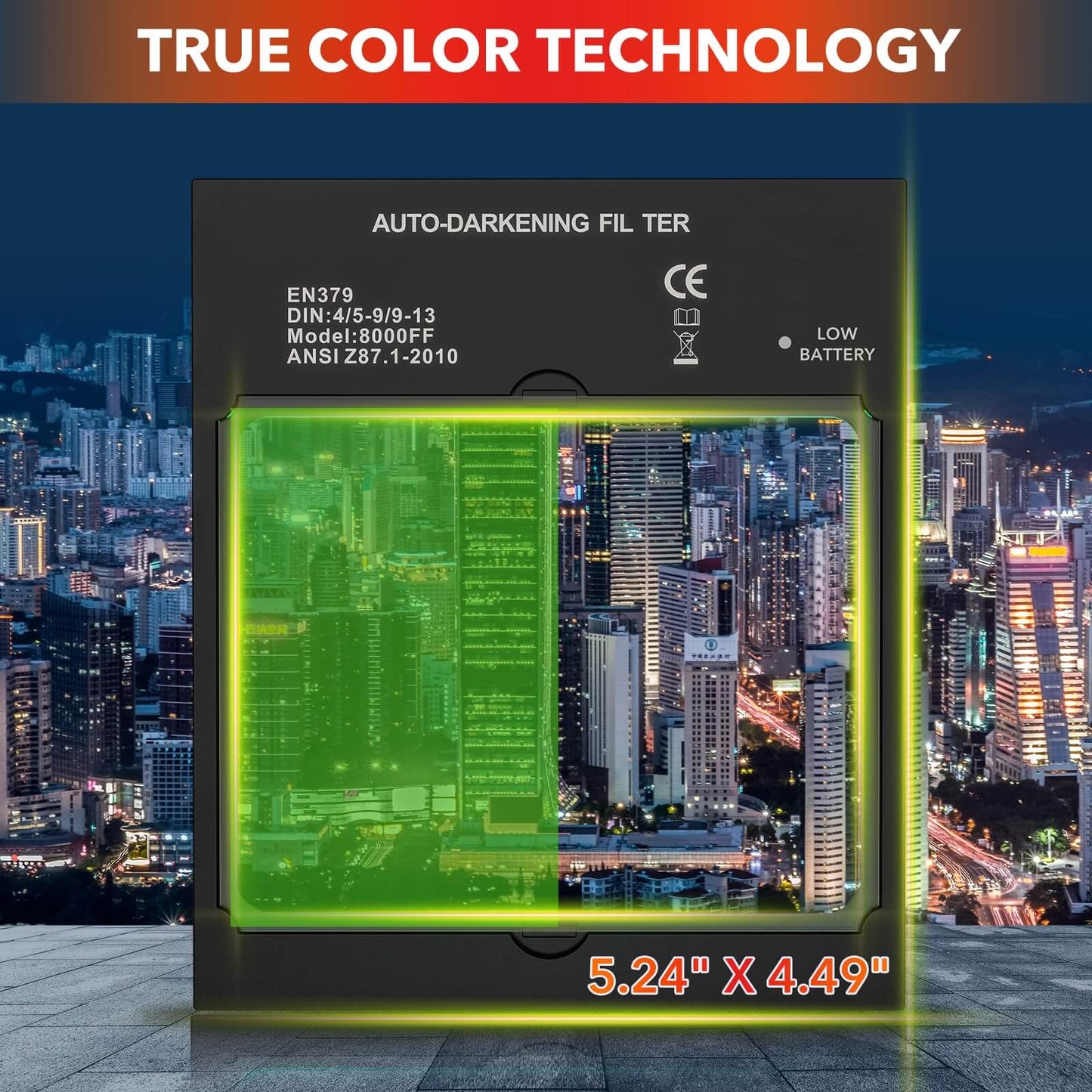 3.94" x 3.15" Large View Auto Darkening Welding Helmet