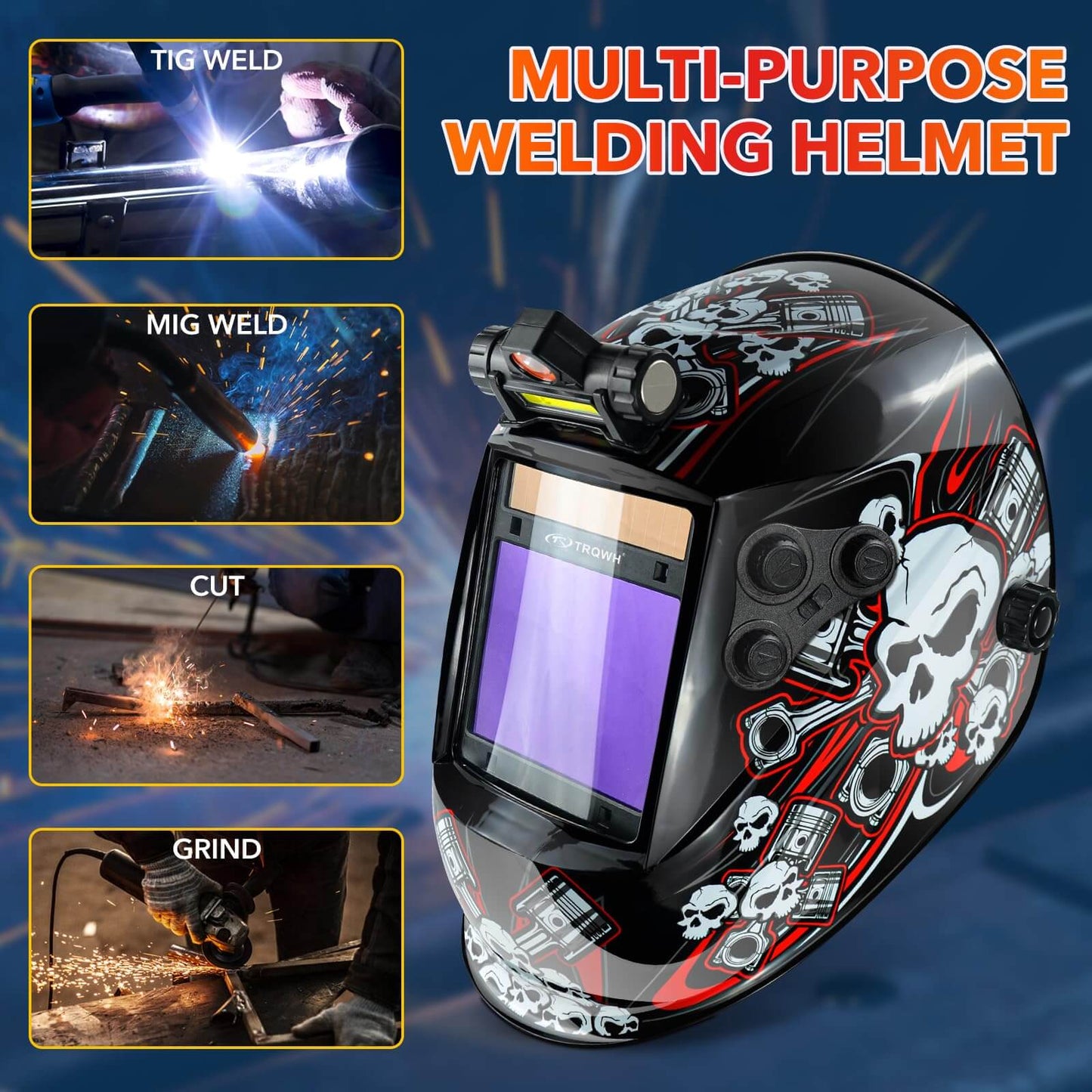 3.94" x 3.15" Large View Auto Darkening Welding Helmet